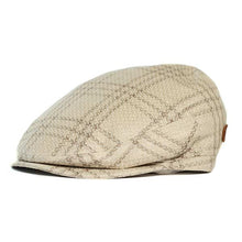 Load image into Gallery viewer, Jordan Organic Hemp Linen Overcheck Flat Cap Beige