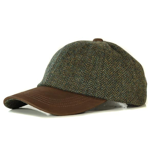 Baseball Cap Harris Tweed & Leather