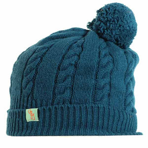 Australian Made Pom Pom Cable Knit Wool Beanie