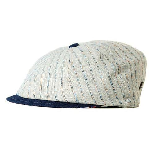 Lloyd Ivory Stripe Summer Italian Linen Newsboy Cap