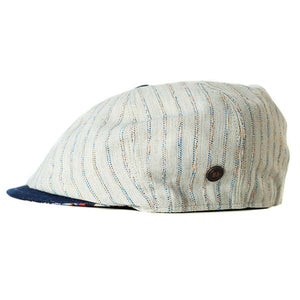 Lloyd Ivory Stripe Summer Italian Linen Newsboy Cap