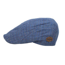 Load image into Gallery viewer, Maddy Silk Ivy Flat Cap by Carlisle Hats, featuring a sleek silk fabric and classic flat cap design in navy color.