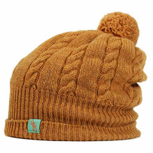 Load image into Gallery viewer, Australian Made Pom Pom Cable Knit Wool Beanie