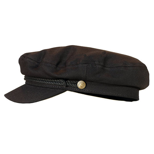 Skipper Cap Cotton Black or Blue Herringbone