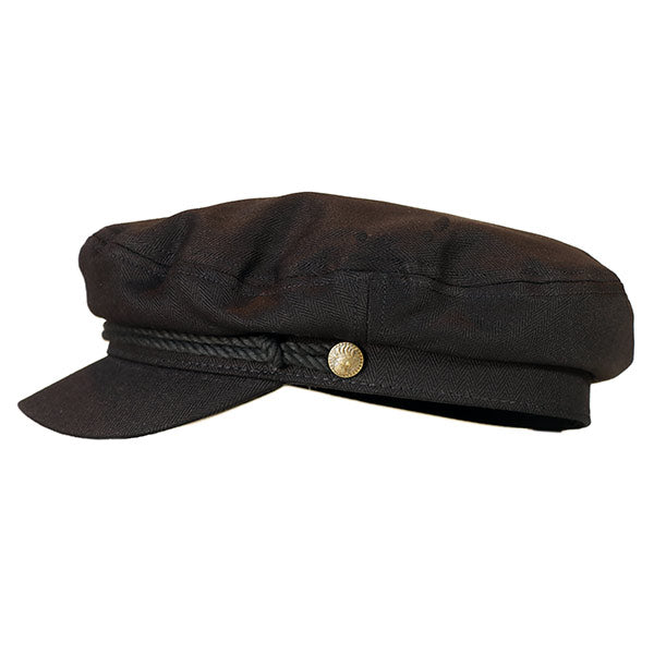 Skipper Cap Cotton Black or Blue Herringbone