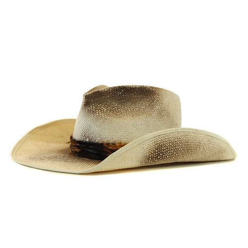 Camden Cowboy Hat Distressed Toyo Straw Feathers