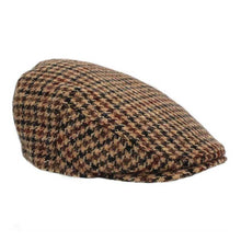 Load image into Gallery viewer, Highland Harris Tweed flat cap by Carlisle Hats featuring classic woven pattern and curved brim.