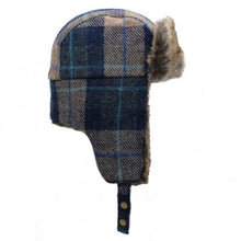 Load image into Gallery viewer, Carlisle Hats tweed trapper hat with ear flaps, featuring a classic shoreline tweed pattern and cozy lining for cold weather.