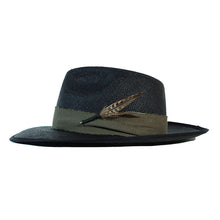 Load image into Gallery viewer, Black Windsor Panama straw hat by Carlisle Hats with wide brim and woven texture, perfect for sun protection and stylish summer wear.