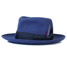 Load image into Gallery viewer, Classic men's fedora hat with fur felt material by Carlisle Hats, featuring a wide brim and stylish design.