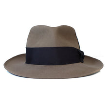Load image into Gallery viewer, Classic men's fedora hat made of fur felt by Carlisle Hats, featuring a wide brim and stylish band for a timeless look.