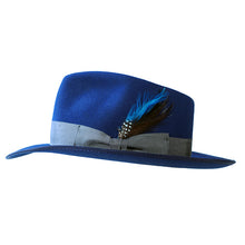 Load image into Gallery viewer, Blue Fitzroy Lane Fedora hat by Carlisle Hats, featuring a classic design and wide brim for stylish sun protection.