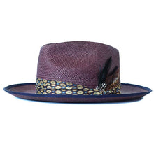 Load image into Gallery viewer, Carlisle Hats Camden Panama straw hat in chocolate Shiraz color, featuring a wide brim and woven straw texture.