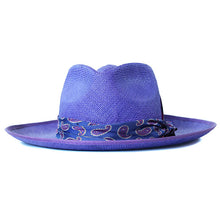 Load image into Gallery viewer, Carlisle Hats Camden Panama straw hat in purple with a wide brim and woven design, perfect for stylish sun protection.