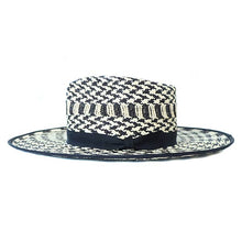 Load image into Gallery viewer, Carlisle Hats Camden Panama Houndstooth straw hat with wide brim and houndstooth pattern, perfect for summer outdoor wear.