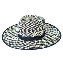 Load image into Gallery viewer, Carlisle Hats Camden Panama houndstooth straw hat with a wide brim and stylish band for sun protection and fashionable wear