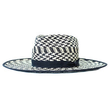 Load image into Gallery viewer, Carlisle Hats Camden Panama Houndstooth straw hat with wide brim and houndstooth pattern, perfect for sun protection and stylish summer wear.
