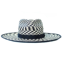 Load image into Gallery viewer, Carlisle Hats Camden Panama Houndstooth straw hat with wide brim and houndstooth pattern, perfect for sun protection and stylish summer wear.