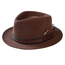 Load image into Gallery viewer, Carlisle Hats Fitzroy Street 5cm low crown fedora in classic style, featuring a wide brim and stylish hatband.