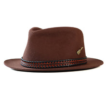 Load image into Gallery viewer, Carlisle Hats Fitzroy Street 5cm low crown fedora with a wide brim and stylish band, perfect for a classic, sophisticated look.