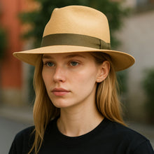 Load image into Gallery viewer, Carlisle Hats Elwood Panama straw hat with 8cm brim, natural woven straw, stylish wide-brim sun hat for men and women