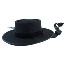 Load image into Gallery viewer, Carlisle Hats Spanish Racing Hat in 55cm with traditional design, featuring a wide brim and decorative band.