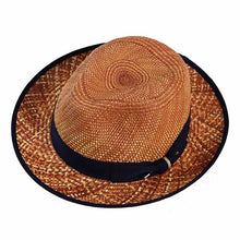 Load image into Gallery viewer, Carlisle Hats Windsor Crochet Straw hat in golden tan, showing detailed woven straw design and wide brim for sun protection.