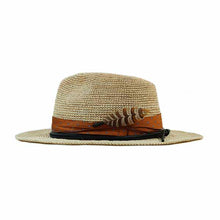 Load image into Gallery viewer, Carlisle Hats Windsor Crochet Straw hat in natural color with wide brim, perfect for sun protection and stylish summer wear.