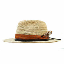 Load image into Gallery viewer, Carlisle Hats Windsor Crochet Straw hat in natural color, featuring a wide brim and woven straw design.