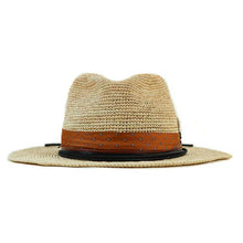 Load image into Gallery viewer, Carlisle Hats Windsor Crochet Straw hat in natural color with wide brim and woven design, perfect for sun protection and stylish wear.