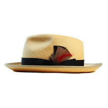 Load image into Gallery viewer, Carlisle Hats Windsor Panama straw hat with a 6cm snap brim in tan, featuring a classic design for sun protection and style.