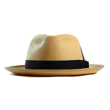 Load image into Gallery viewer, Carlisle Hats Windsor Panama Straw hat with a 6cm snap brim in tan, featuring a classic design and woven straw texture.