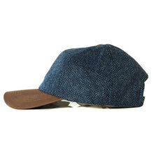 Load image into Gallery viewer, Green Harris Tweed and leather baseball cap by Carlisle Hats, featuring a classic design and adjustable strap.