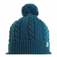 Load image into Gallery viewer, Australian made Carlisle Hats pom pom cable knit wool beanie with a cozy pom pom on top and ribbed cable-knit design.