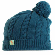 Load image into Gallery viewer, Australian made Carlisle Hats wool beanie with colorful pom pom, cable knit design, perfect for cold weather and stylish warmth.