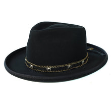 Load image into Gallery viewer, Carlisle Hats Camden Street leather chain fedora bucket hat, 55cm, featuring a stylish leather chain detail.