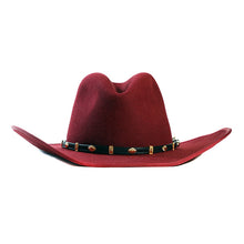 Load image into Gallery viewer, Burgundy and gold Alma Road cowboy hat by Carlisle Hats featuring a classic Western style and decorative band.