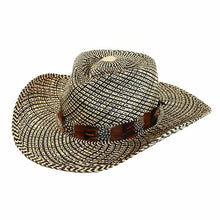 Load image into Gallery viewer, Carlisle Hats Camden Cowboy Panama straw hat with feather band, 55cm, featuring a wide brim and Western style for outdoor wear.