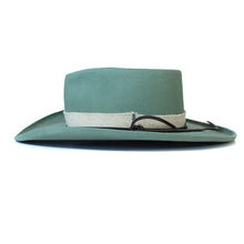 Load image into Gallery viewer, Sage green Colin Street cowboy hat by Carlisle Hats with a wide brim and 55cm size, made of durable felt material.
