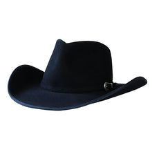 Load image into Gallery viewer, Carlisle Hats Midnight Cowboy 20X cowboy hat with 55cm brim, black felt, classic western style, detailed stitching and wide brim.