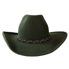 Load image into Gallery viewer, Green RCA Cowboy Hat by Carlisle Hats featuring a classic cowboy style with a 55cm brim.