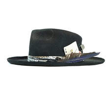 Load image into Gallery viewer, Black Fedora hat by Carlisle Hats featuring a classic design and wide brim, perfect for stylish headwear.