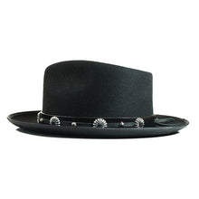Load image into Gallery viewer, Carlisle Hats Camden Street fur felt fedora with leather studs, featuring a classic wide brim and stylish design.