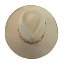 Load image into Gallery viewer, Carlisle Hats Camden Wide Fur Silk Vanilla fedora with wide brim, soft silk lining, and elegant vanilla-colored felt.