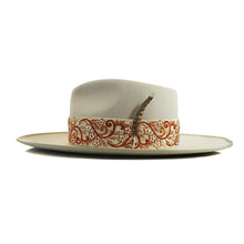 Load image into Gallery viewer, Carlisle Hats Camden Wide Fur Silk Vanilla fedora made of soft silk and fur, shown in a stylish wide-brim design.