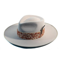 Load image into Gallery viewer, Carlisle Hats Camden Wide Vanilla Fur Silk Fedora in 55cm with soft fur silk band and wide brim, stylish and elegant headwear.