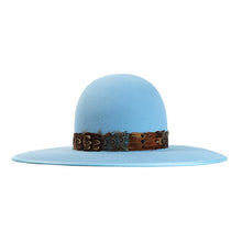 Load image into Gallery viewer, Powder blue fur felt fedora hat by Carlisle Hats featuring a classic brim and stylish design.