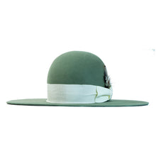 Load image into Gallery viewer, Carlisle Hats Caulfield Fedora in sage fur felt, showing the stylish brim and classic design of this men's hat.