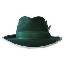Load image into Gallery viewer, Green Bowie Street Fedora hat by Carlisle Hats featuring a classic fedora style with a wide brim and stylish design.