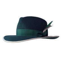 Load image into Gallery viewer, Green Bowie Street Fedora hat by Carlisle Hats featuring a classic fedora style with a wide brim and stylish design.